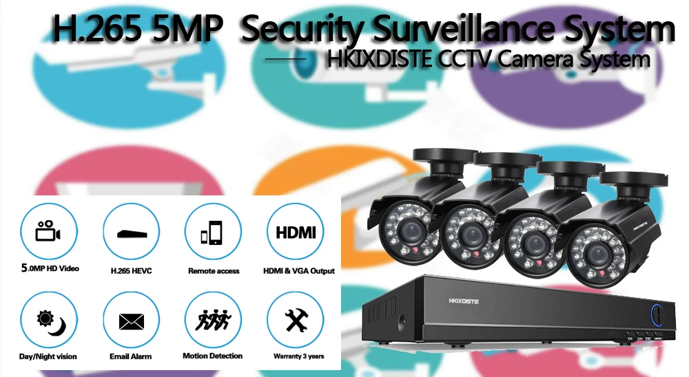 DVR 4CH 5MP AHD камера безопасности системы и 5.0MP ИК Водонепроницаемая камера видеонаблюдения Открытый домашний комплект видеонаблюдения электронная сигнализация
