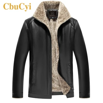 

Mens PU Leather Jackets Winter Fur Collar Casual Suede Leather Jackets Coats Men's Faux Fur Thick Warm Fleece Jacket Coat Black