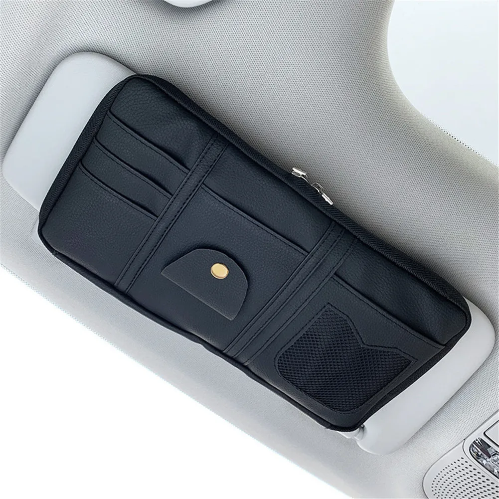Organizatore Per Visiera Organizer Per Aletta Parasole Auto In Pelle PU - Porta Occhiali, Carte E Piccoli Oggetti, Colori Vari Tasca Parasole Auto Per Documenti