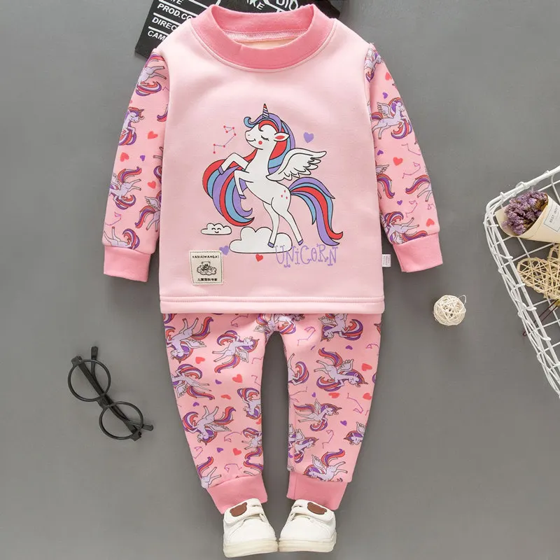 8088 unicorn2 SAILEROAD/Детские пижамы для девочек; пижамный комплект с единорогом; детская пижама с динозавром; Теплая Бархатная домашняя одежда для детей; костюм; хлопковые пижамы - Цвет: 8088 unicorn2