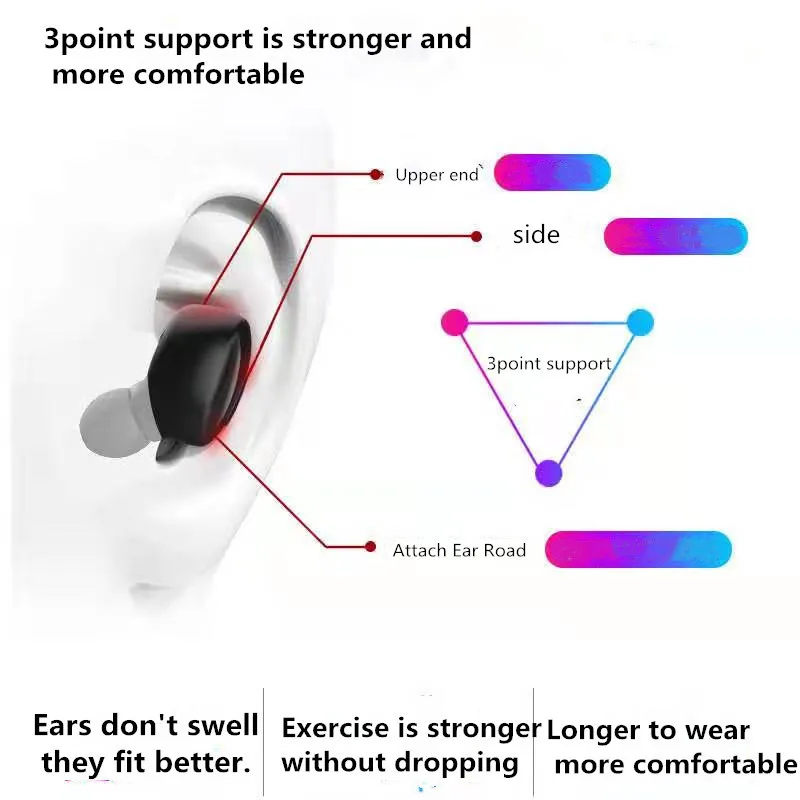Беспроводные невидимые Bluetooth наушники AZTMS TWS вкладыши со светодиодсветильник кой
