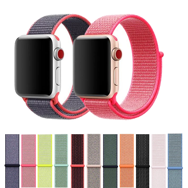 Нейлоновый ремешок для часов Apple Watch 5 4 44 мм 40 браслет iwatch 3 2 1 38 42 спортивный
