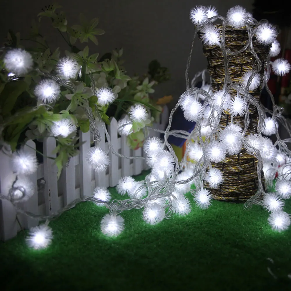 Светящаяся гирлянда в форме Помпона для рождественской вечеринки, свадебные садовые украшения 2,2 м
