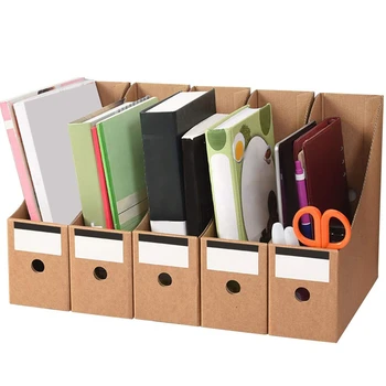 

Stationery Storage Box Kraft Paper Magazine Document Rack Desk Organiser School Paperwork Office File Holder Foldable