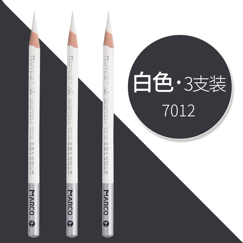 3 pcs 7012 White Marco Профессиональный деревянный карандаш для рисования скетчей мягкий Угольные карандаши ручка для студента эскизов товары для рукоделия - Цвет: 3 pcs 7012 White