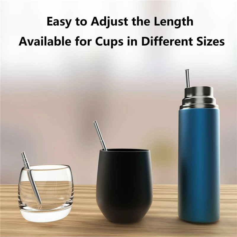 Creative Stainless Steel Metal Drinking Straws Telescopic Reusable Travel Portable Drinking Straw with Straws Cleaner Brush Set