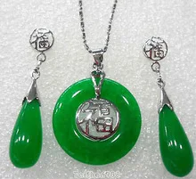 

Green GEM Fortune Round Pendant Necklace Drop Earrings Set Quartz Fine Bridal wide watch wings women queenLuxury Girls Wedding