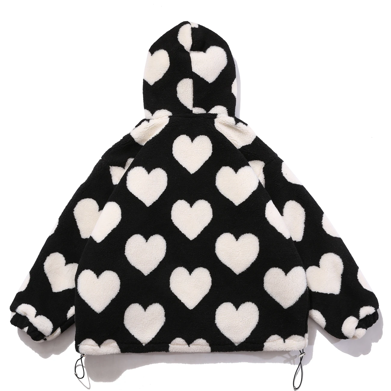 Sherpa Coat Love Heart Print Jacket Hip 
