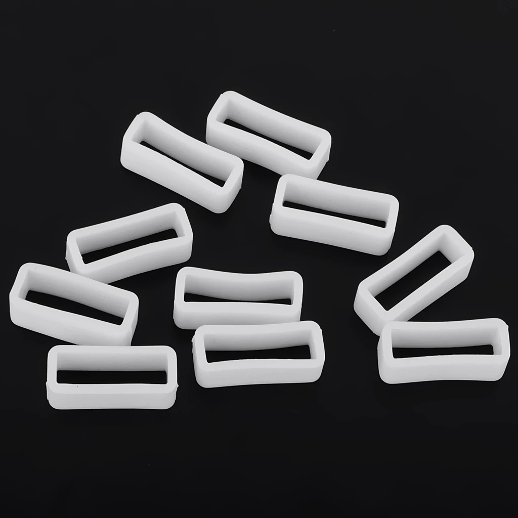10pcs Watch Strap Hoop Loop Black PVC Silicone Rubber Buckle Retainer Holder 20mm