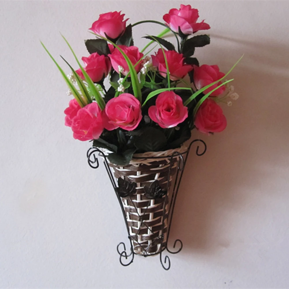 Weave Vine Mural Wall Hanging Artificial Flower Plant Basket Room Decor