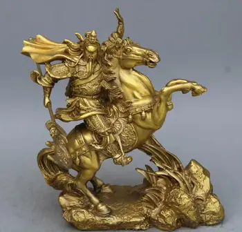 

China Beautiful Brass Carved Guan Gong /Guan Yu Riding Horse Statue