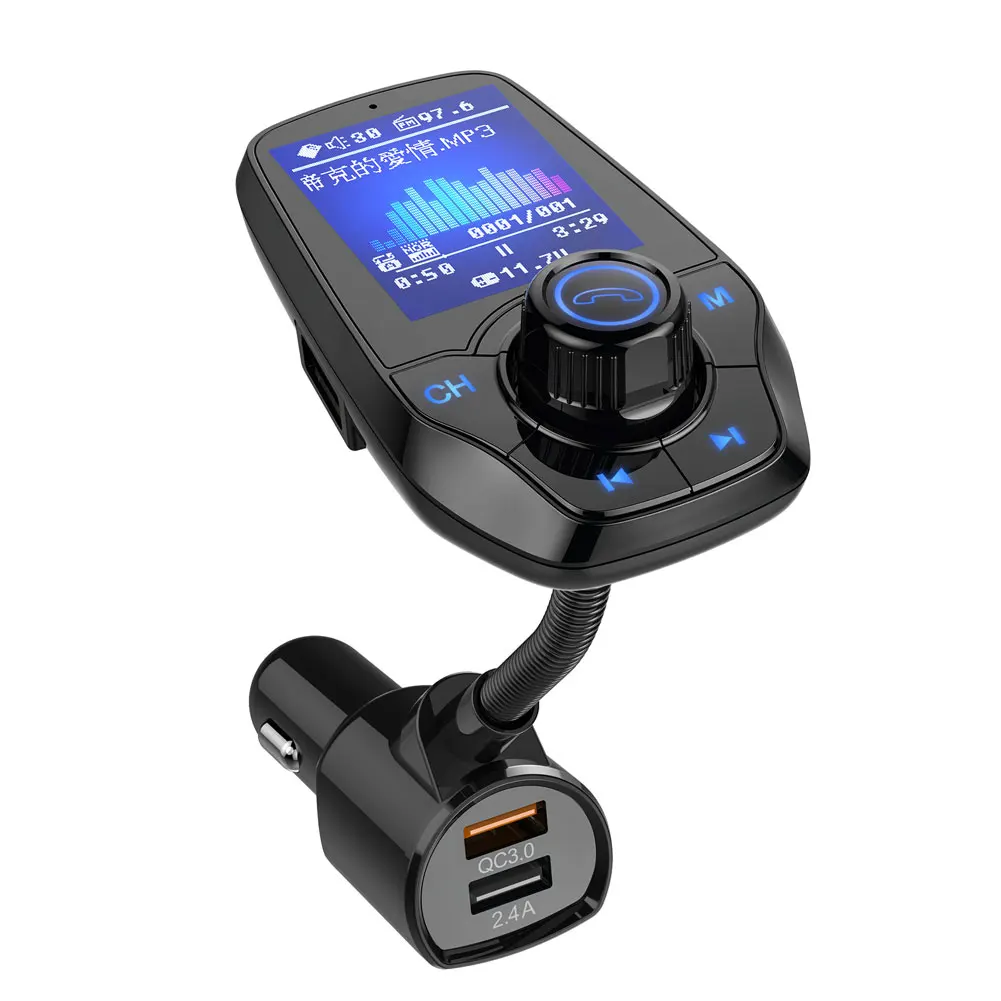 T26 Car LCD Bluetooth MP3 Player FM Transmitter Hands-free QC3.0 USB Charger