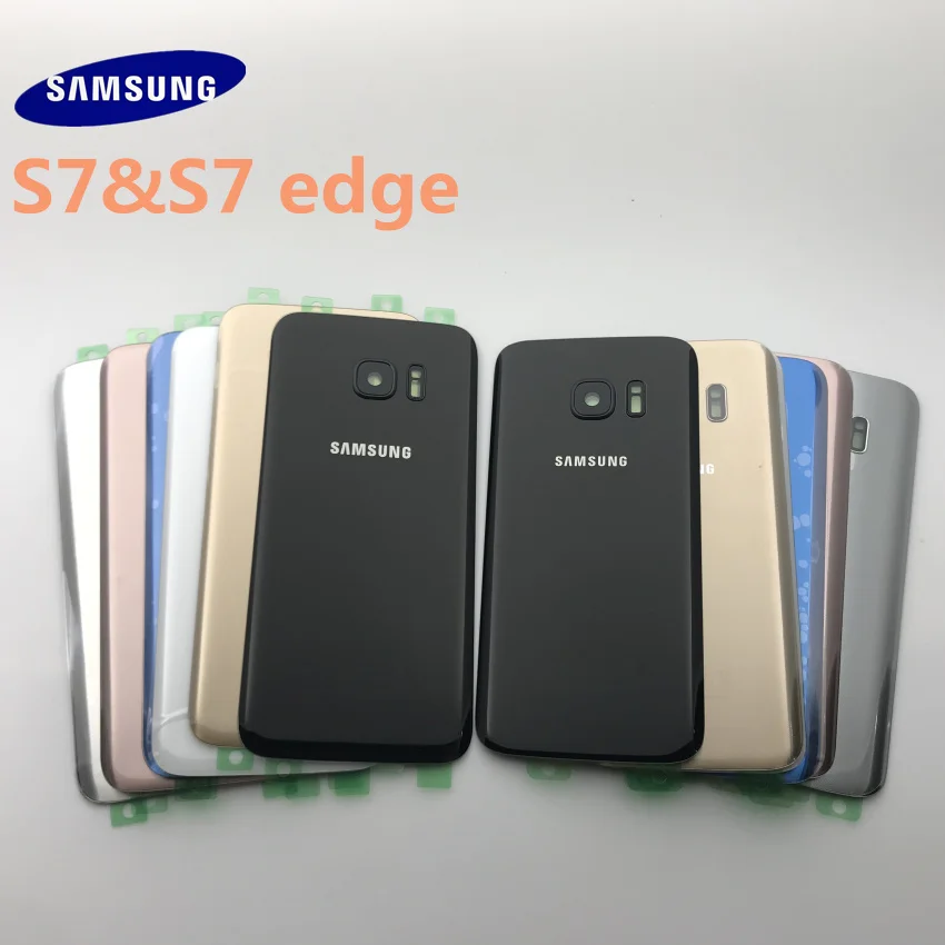 10 шт. Сменные запасные части samsung Galaxy S7 G930 S7 edge G935 Задняя крышка батареи корпус+ Ушная камера стеклянная рамка объектива