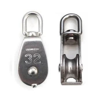 

2PCS 304 Stainless Steel Swivel Pulley 32mm 50mm Rigging Hardware Wire Rope Crane Pulley Block Hanging Wire Towing Wheel