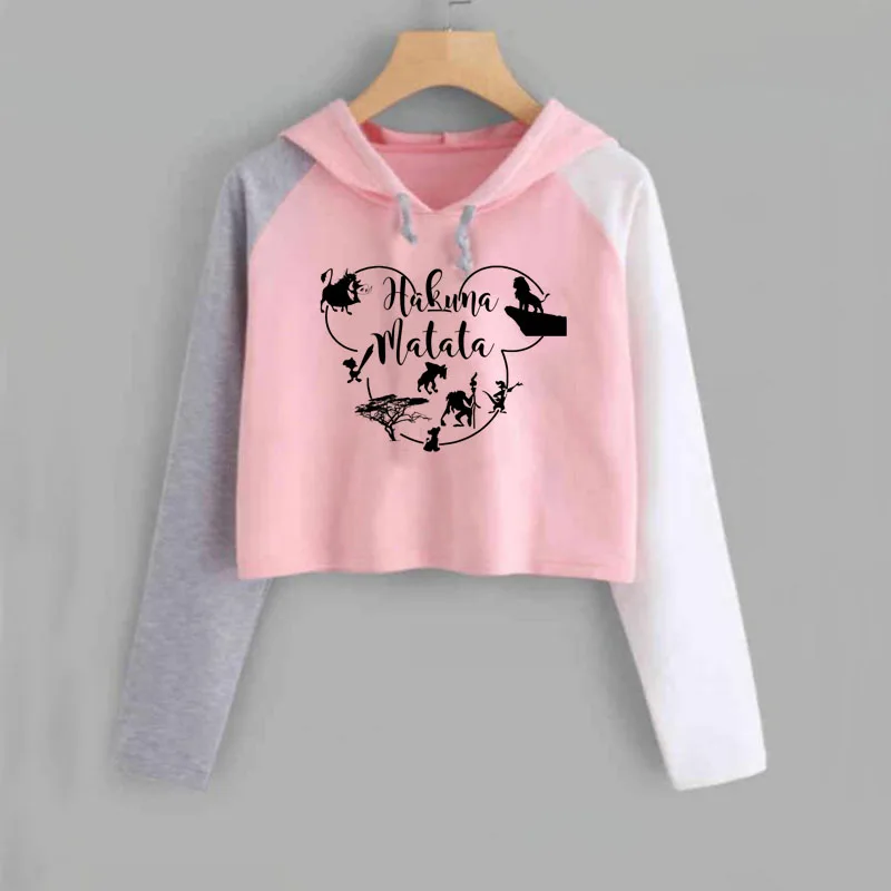 

Animal Kingdom Hoodie Hakuna Matata Disney Cropped Sweatshirt It Means No Worries The Lion King Long Sleeve Short Sweatshirts