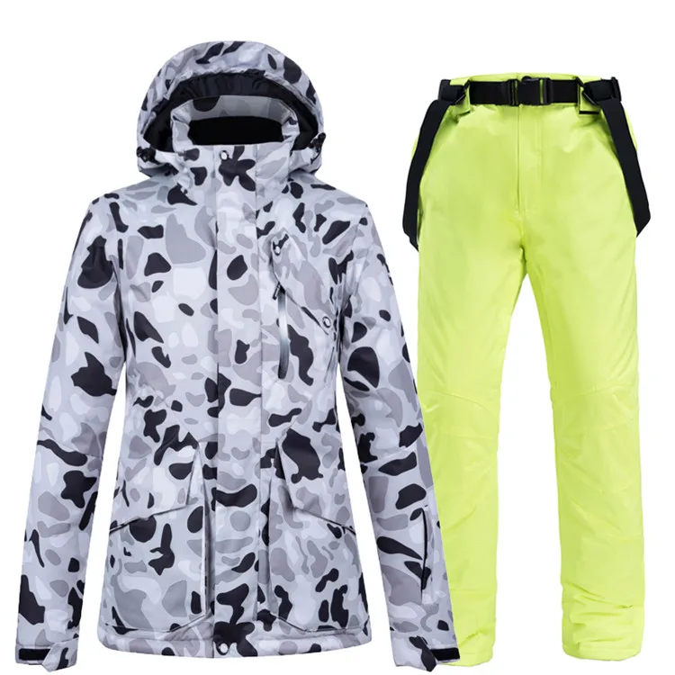 Для влюбленных, женщин, мужчин, зимний комплект для сноуборда, куртка со штанами, пара лыжных костюмов, лыжная куртка и брюки, пара лыжных костюмов - Цвет: green