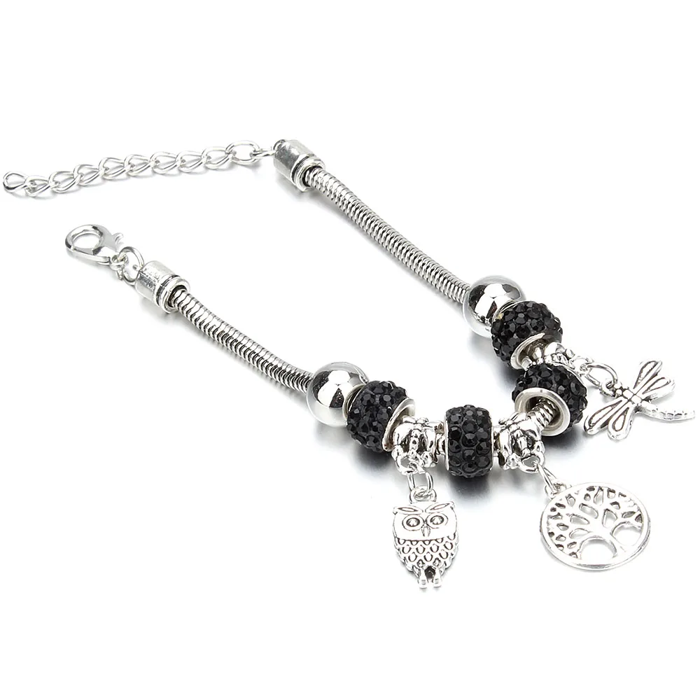 Bracelet Jewelry Vintage Original Heart-Shaped Key Lock Charm Bracelets for Women Rhinestone Beads Bracelet & Bangle DIY Jewelry Gifts