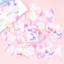 Autocollants esthétique de téléphone nuages colorés arc en ciel, étiquette flocons, accessoires de décoration pour Scrapbooking, fournitures scolaires et de bureau, 46 pièces
