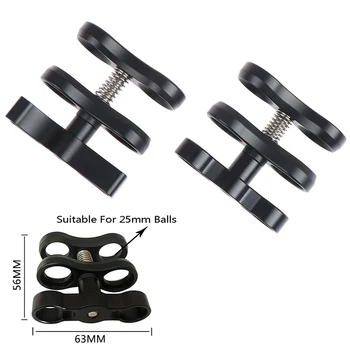 

1Pc Aluminum Alloy Ball Clamp Two Hole Butterfly Clip Diving Photography Holder