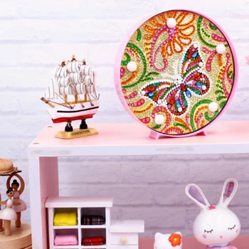 

5D Diy Full Drill Butterfly Diamond Light Lamp Rhinestone Embroidery Special Shape Led Diamond Painting Lamp
