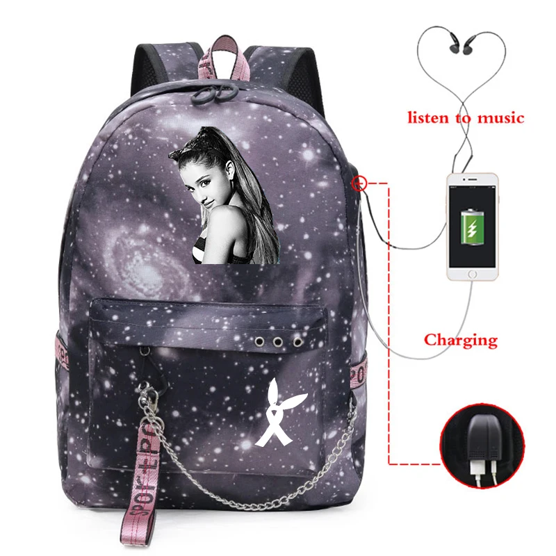 22 Mochila Feminina Ariana большая сумка-рюкзак Galaxy School Bookags для подростков девочек мальчиков женский рюкзак Usb зарядка дорожная сумка для ноутбука - Цвет: 22