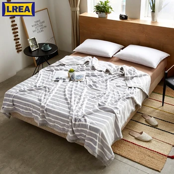 

LREA FASHION coral fleece blankets soft and modern safe skin плед grey and white striped blanket throw
