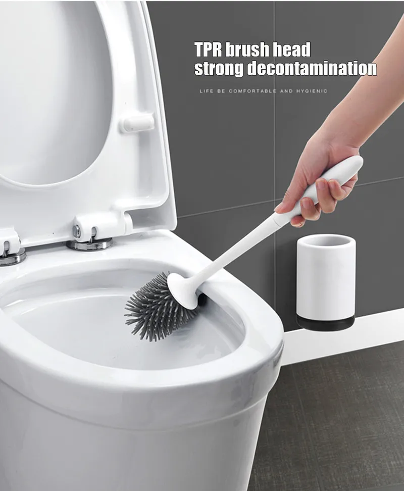 Creative TPR Toilet Brush Rubber Head Holder Cleaning Brush For Toilet Bathroom Accessories Wall Mounted Ceramic Toilet Brushes