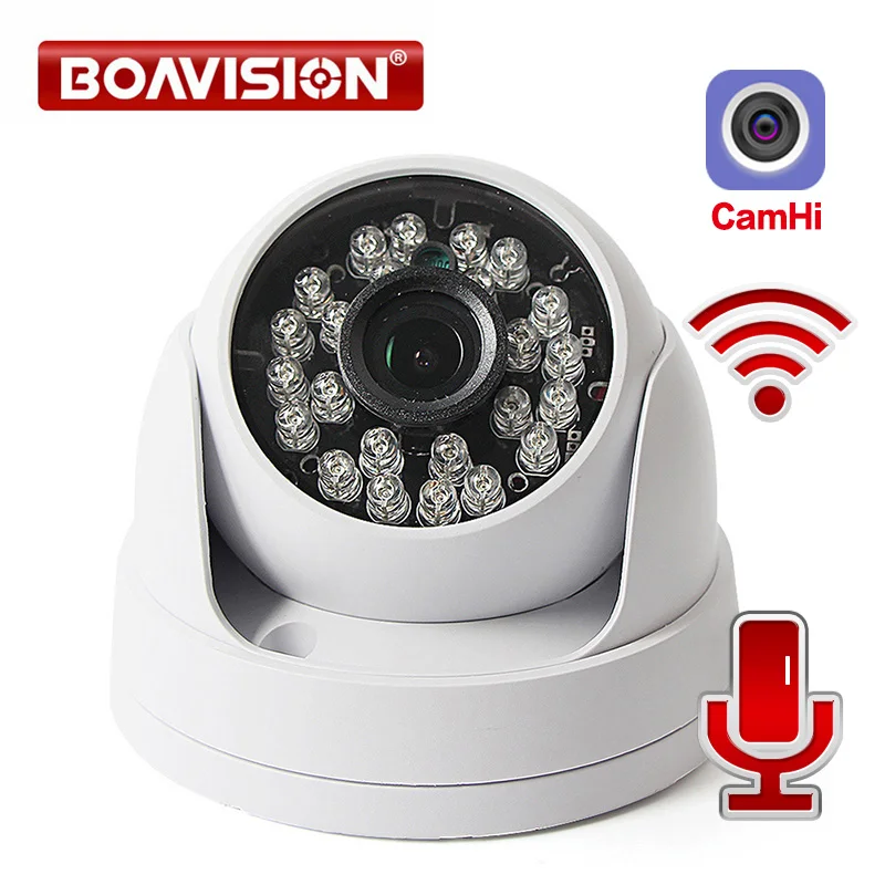 Tanie HD 720P 1080P bezprzewodowa kamera sieciowa Wi Fi Audio bezpieczeństwo kamera kopułkowa cctv Wi Fi IR 20m noktowizor gniazdo karty tf Onvif P2P APP CamHi