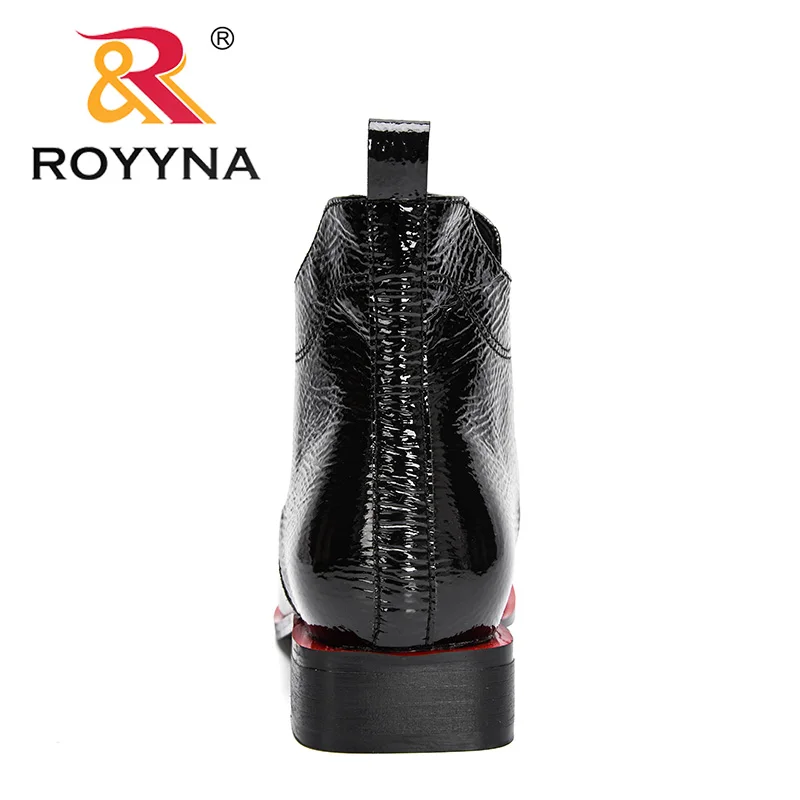 Platform Boots Winter Boots Ankle Boots Women High Heeled Boots ROYYNA Fashion Luxury Brand Lower Heels Warm Patent Ankle Boots Ladies Chunky Comfortable Boots Mujer Zapatos