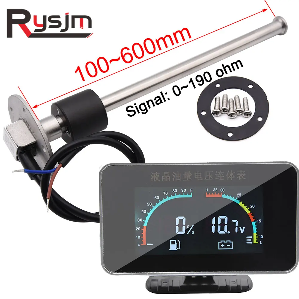 2 IN 1 Fuel Level Gauge Voltmeter With Fuel Float Sensor LCD Car Meter