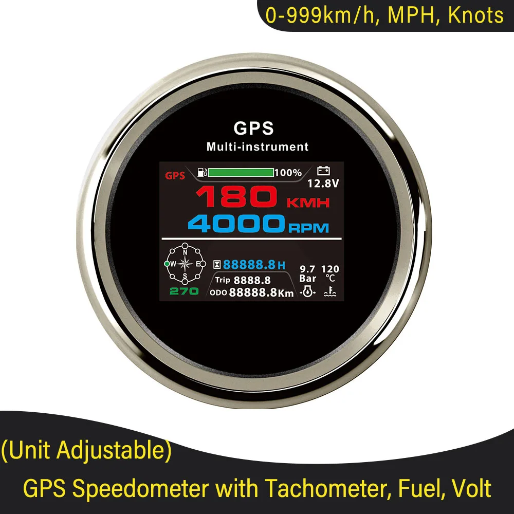 85mm Digital 10 in 1 Multi-function 0-999Km/h GPS Speedometer Odometer ...