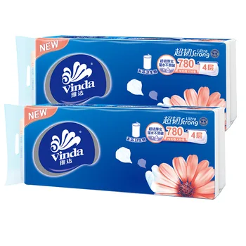 

10 Rolls Paper Home Bath Hand Towels Toilet Paper Kitchen Restaurant White Roll Soft Paper 4-Layer Native Wood Rolling Paper