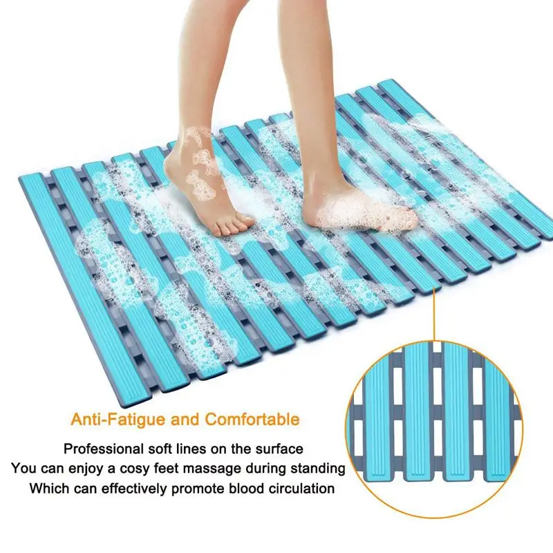 

Non Slip Bath Mat with Suction Cups, Bathroom Kitchen Door Floor Tub Shower Safety Mats Anti-Bacteria Professional with Drain