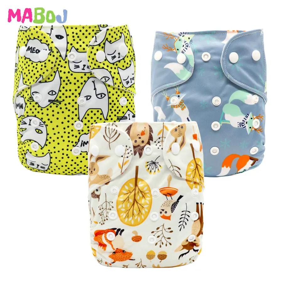 PD5-8-7 MABOJ тканевые подгузники для малышей, 3 шт., моющиеся подгузники, многоразовые подгузники, водонепроницаемые подгузники с подкладкой из бамбукового хлопка, древесного угля, микрофибры - Цвет: PD5-8-7