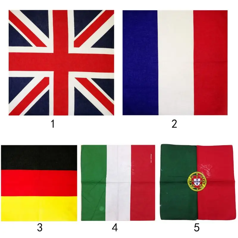 

56x56cm Unisex Cotton Square Bandanas National Flag Headband Handkerchief Hip Hop Motorcycle Face Mask Patriotic Accessories