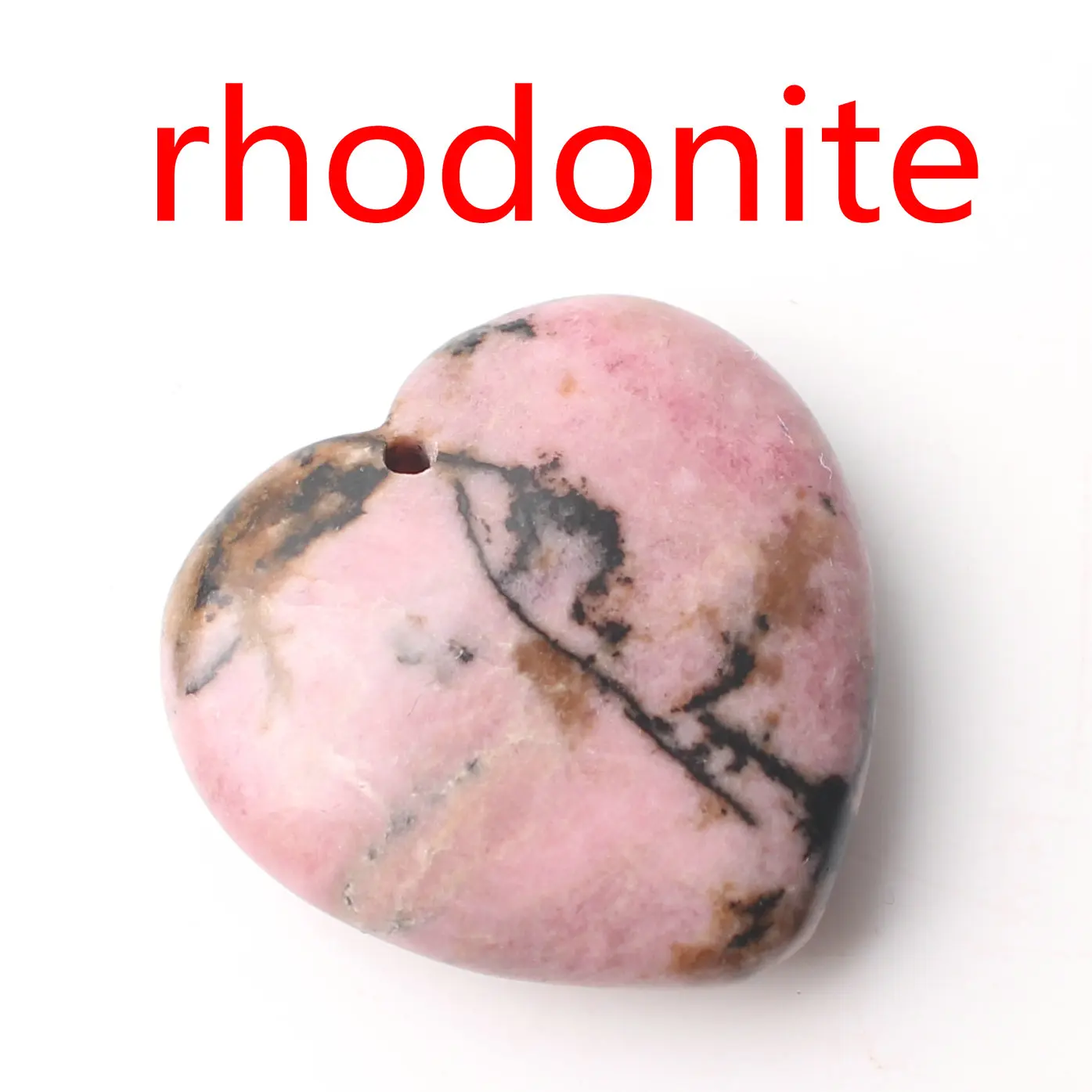 Rhodonite Натуральный кристалл Аметист Роза Кварц сердце форма кулон с отверстием ожерелье аксессуары ювелирных изделий камень, реики целебный подарок - Цвет: Rhodonite