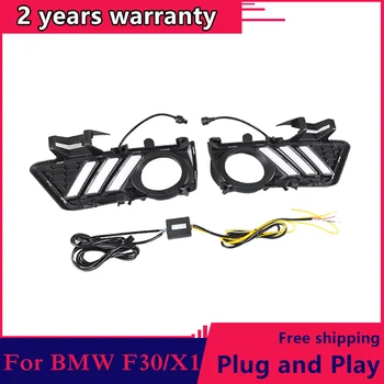 

2PCS LED day light for BMW X1 F30 for BMW 3 Series Daytime Running Light Daylights With Yellow Turn Signal and Blue night light