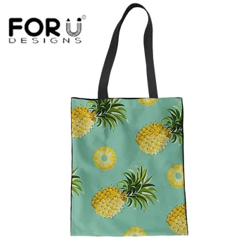 

FORUDESIGNS Fashion Casual Cartoon Pineapple Printed Shopping Bag Eco Women Handbag Foldable Female Daily Use Shopping Bag 2019
