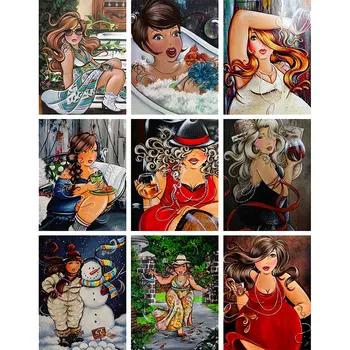 

5D DIY Diamond Painting Cartoon Sexy Fat Lady Set Cross Stitch Full Square Diamond Embroidery Mosaic Crystal Picture Home Decor