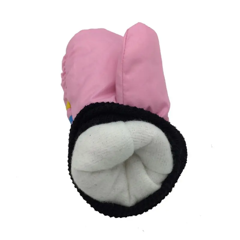Детские толстые теплые лыжные перчатки для мальчиков и девочек с геометрическим принтом зимняя ветрозащитная рукавица для От 5 до 9 лет