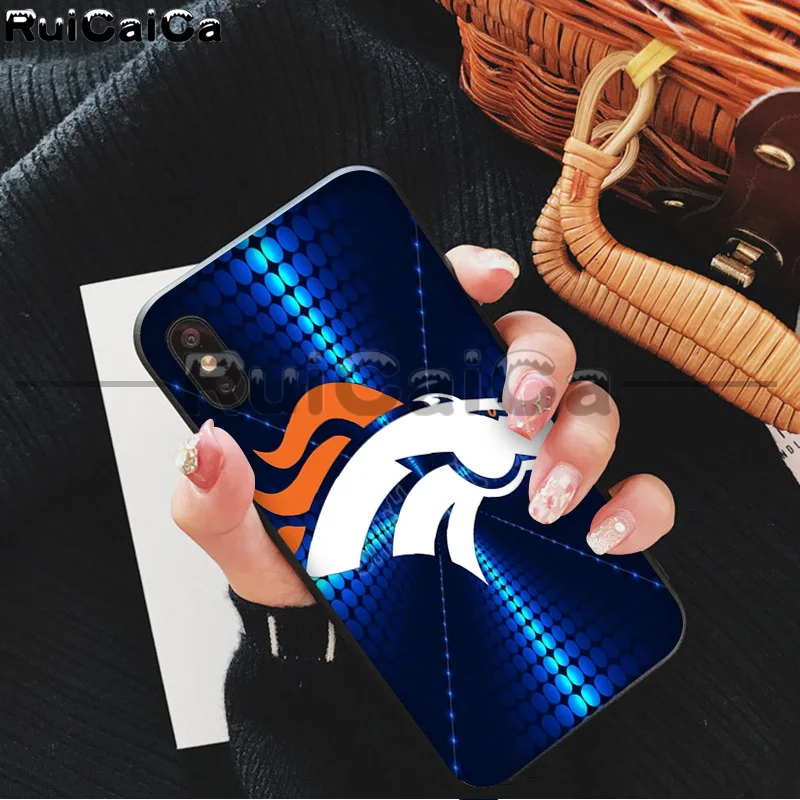 RuiCaiCa Denver Broncos Smart Cover черный мягкий чехол для iPhone X XS MAX 6 6S 7 7plus 8 8Plus 5 5S XR 11 11pro