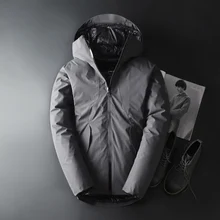 Хороший бренд, популярная Повседневная зимняя куртка-пуховик для мужчин, белый утиный пух, пальто с капюшоном, съемная подкладка, Двусторонняя одежда, мужская парка, пальто