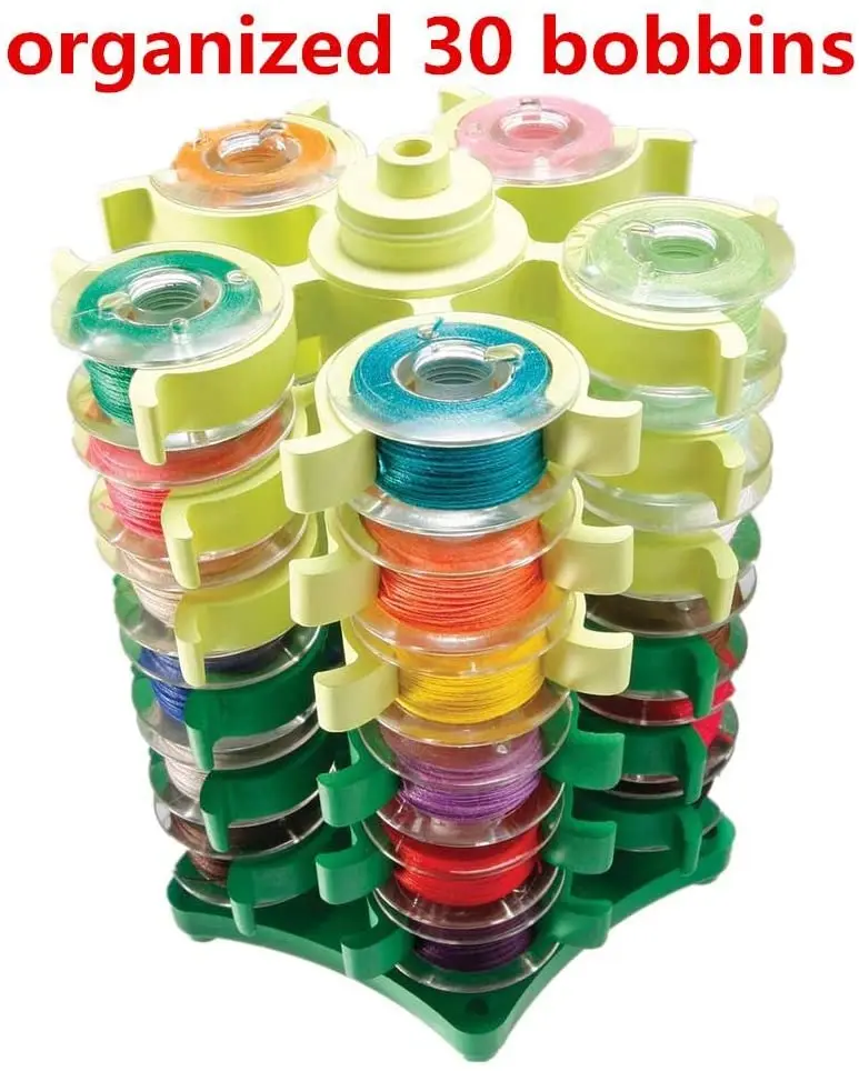 30PCS Singer Class 15 Clear Bobbins 006066008 with Stack 'N Store Bobbin  Tower Bobbins Holder Storage