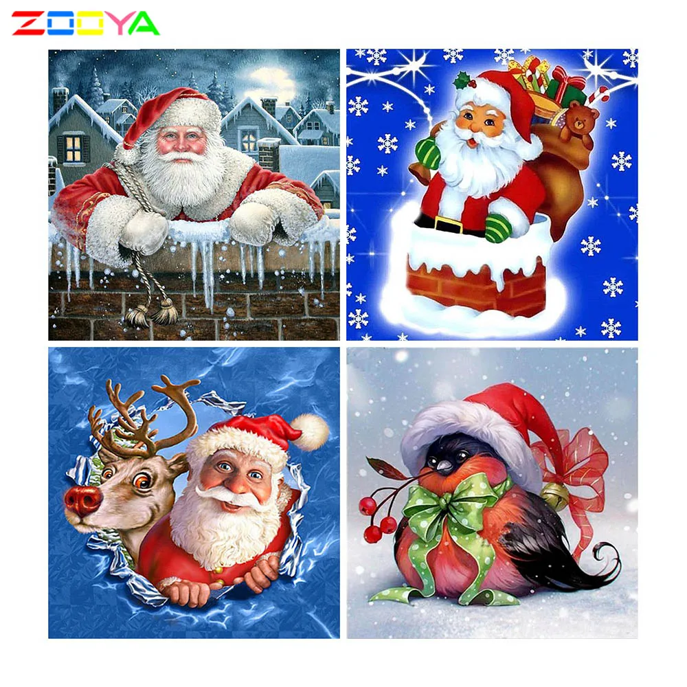Round Diamond Painting DIY Embroidery Mosaic Pattern Rhinestone Handmade Santa Claus Christmas Tree Snow R354 | Дом и сад