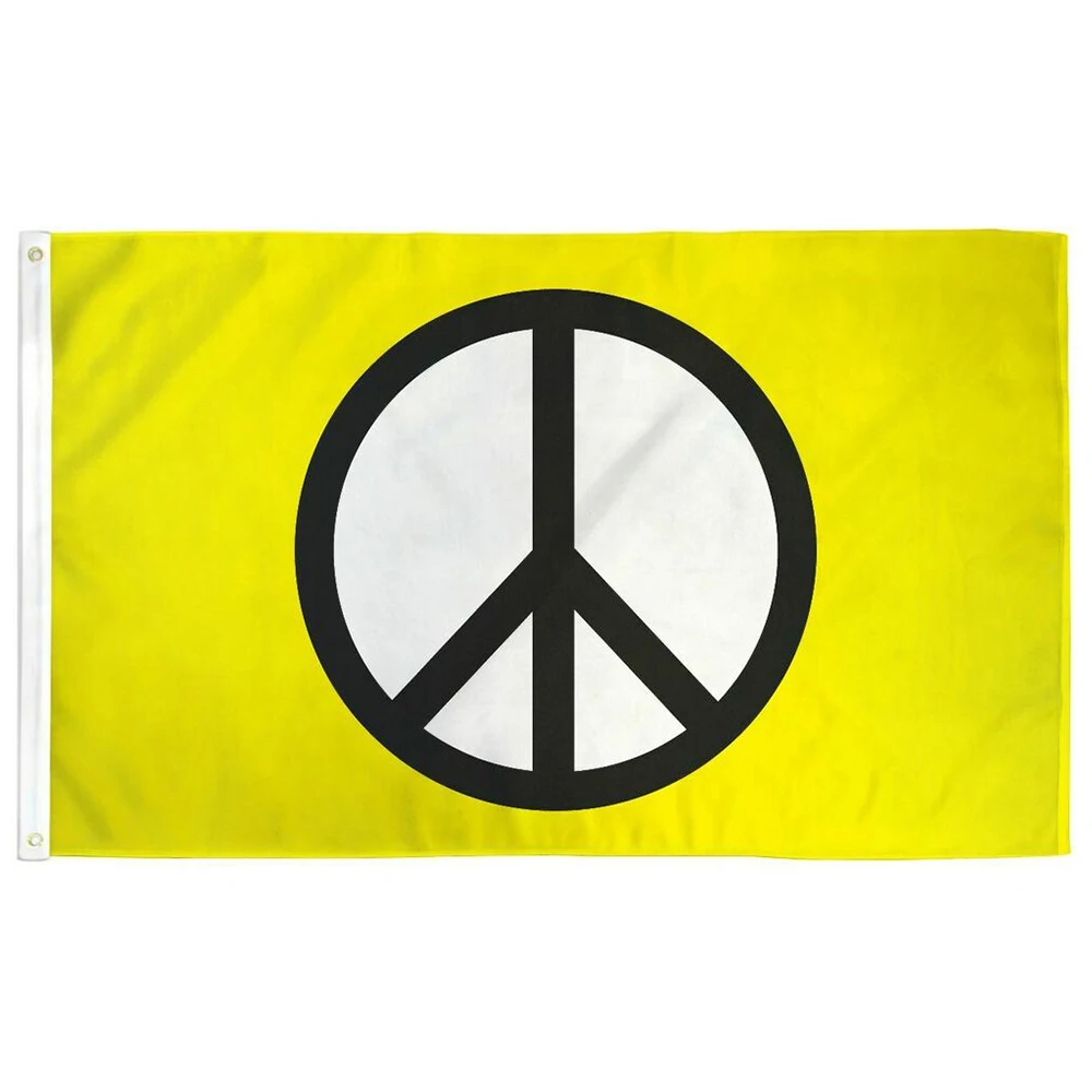 

Peace Symbol yellow Flag 3x5FT banner 100D 150X90CM Polyester brass grommets,free shipping
