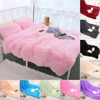 

160x200cm Double Layer People Soft Warm Shaggy Plush Wedding Bedroom Blanket Checkerboard blanket