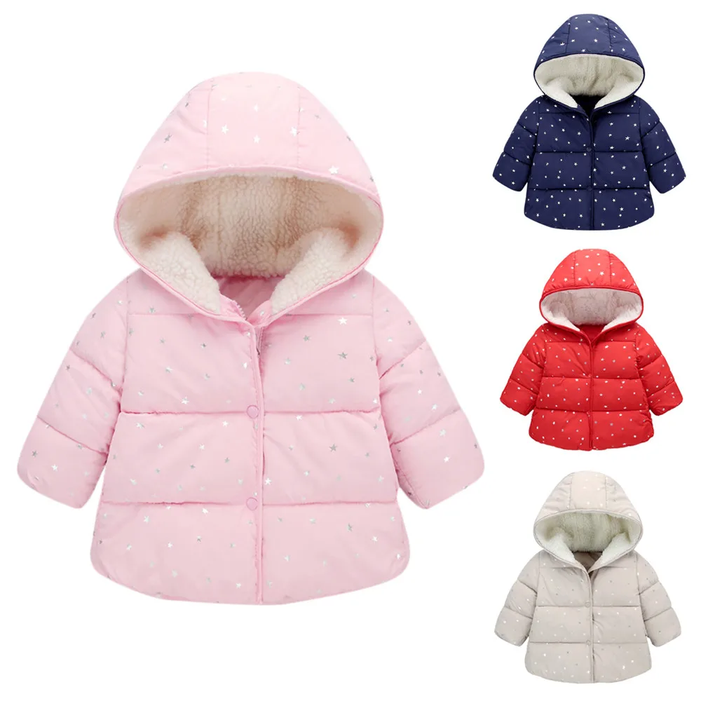 

New Kids Coats Winter Overalls For Girls Children Outerwear winter Hooded Winter Jacket Fashion Kids Star Coat Baby Girl Clothes
