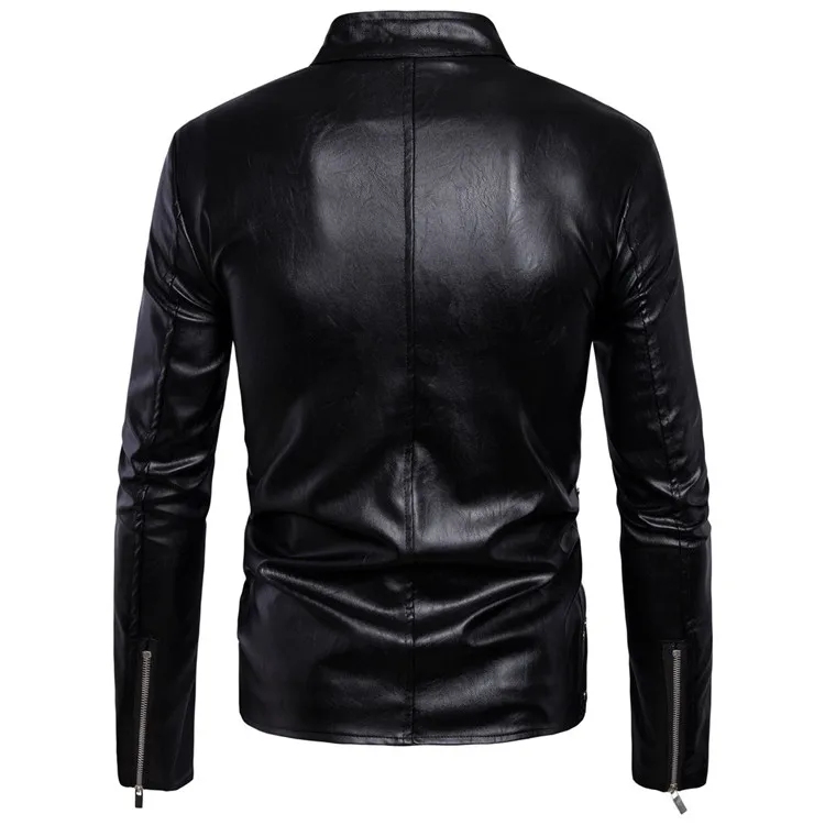 Мужские черные кожаные куртки, мужские пальто, 5XL, модные, со стоячим воротником, на молнии, мотоциклетная, искусственная кожа, верхняя одежда, мужское кожаное меховое пальто, куртка