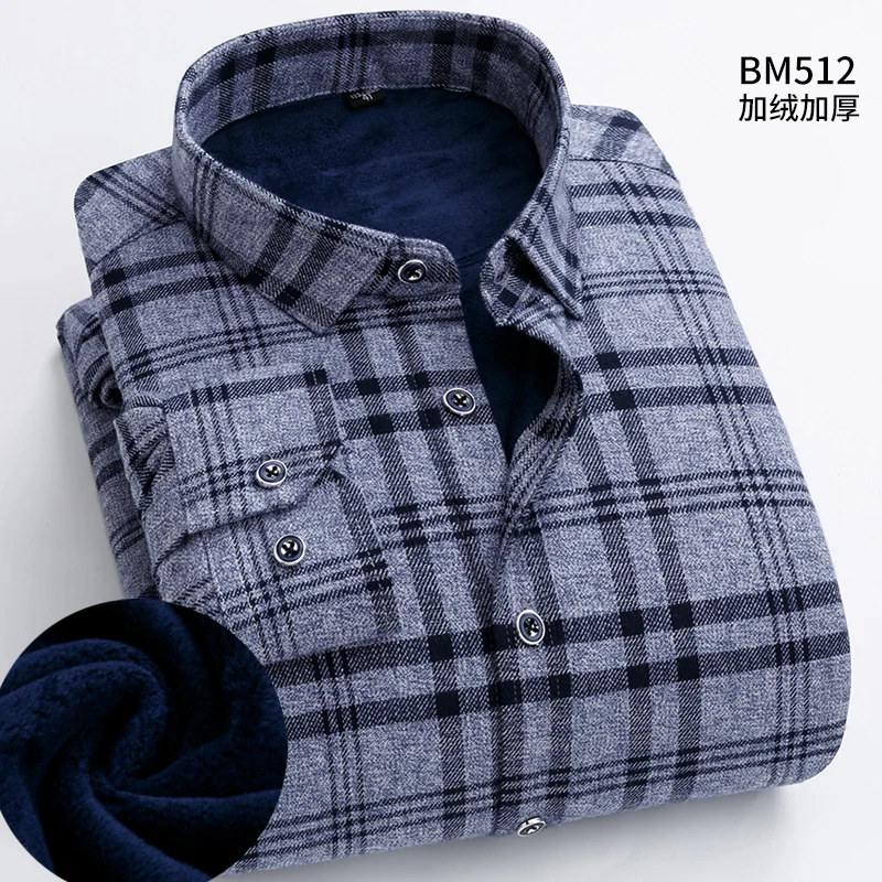 Горячая Распродажа плюс-размер 5XL 6XL 7XL 8XL Печать плед тайч Теплая мужская рубашка с пухом высокое качество Мягкая красная синяя одежда для зрелых - Цвет: BM512