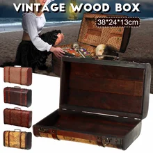 

Vintage Metal Wood Storage Box with Lock Suitcase Jewelry Box for Gift Craft for Organizer Desket Decorations Packaging Large